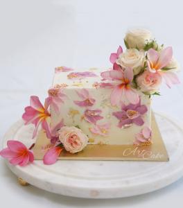 textured buttercream floral cake