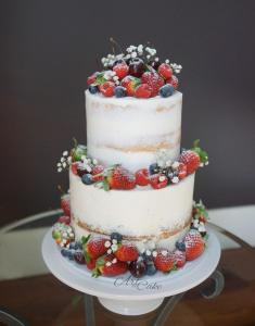 Semi naked 3 tier with berries