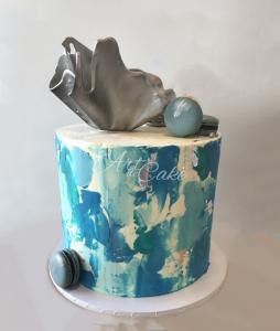 Blue and silver cake